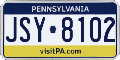 PA license plate JSY8102