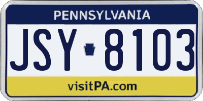 PA license plate JSY8103