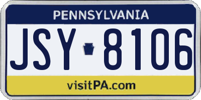 PA license plate JSY8106
