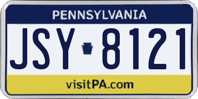 PA license plate JSY8121