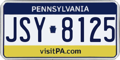 PA license plate JSY8125