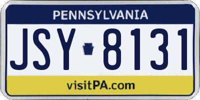 PA license plate JSY8131