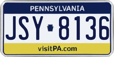 PA license plate JSY8136