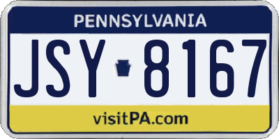 PA license plate JSY8167