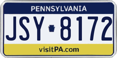 PA license plate JSY8172