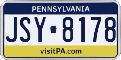 PA license plate JSY8178