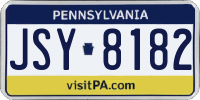 PA license plate JSY8182