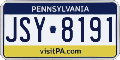 PA license plate JSY8191
