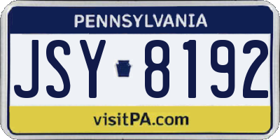 PA license plate JSY8192