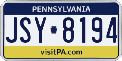PA license plate JSY8194