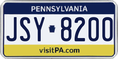 PA license plate JSY8200