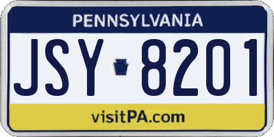 PA license plate JSY8201