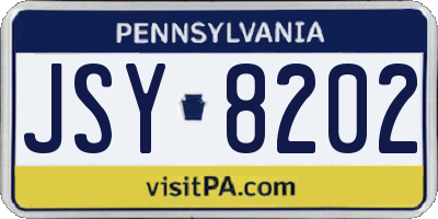 PA license plate JSY8202