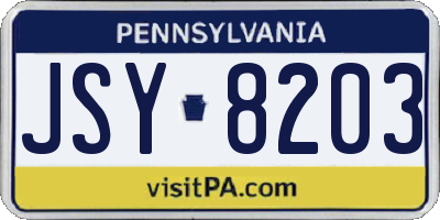PA license plate JSY8203