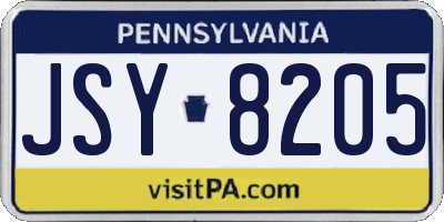 PA license plate JSY8205