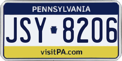 PA license plate JSY8206