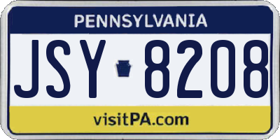PA license plate JSY8208
