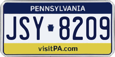 PA license plate JSY8209
