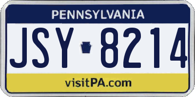 PA license plate JSY8214