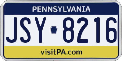 PA license plate JSY8216