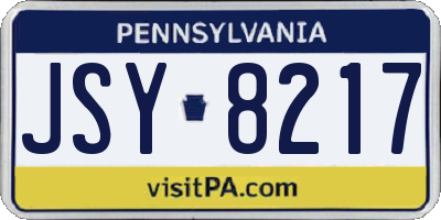 PA license plate JSY8217