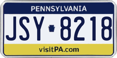 PA license plate JSY8218