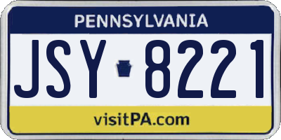 PA license plate JSY8221