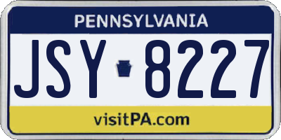PA license plate JSY8227