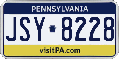 PA license plate JSY8228