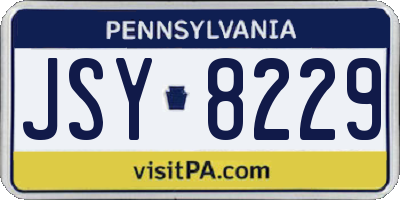 PA license plate JSY8229