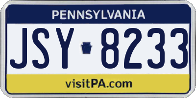 PA license plate JSY8233