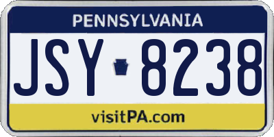 PA license plate JSY8238