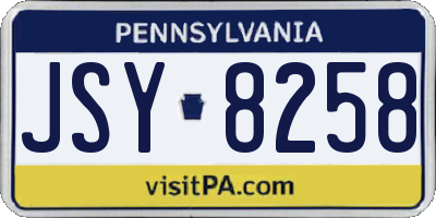 PA license plate JSY8258