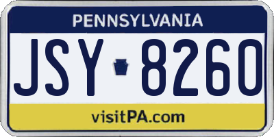 PA license plate JSY8260