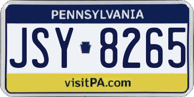 PA license plate JSY8265