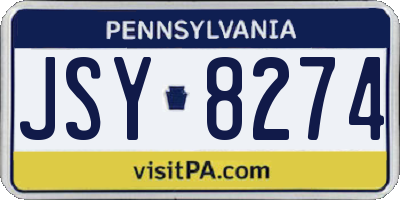 PA license plate JSY8274