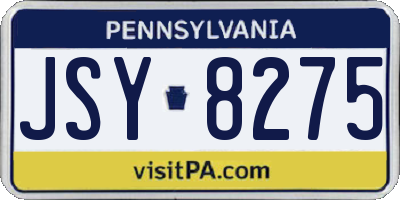 PA license plate JSY8275
