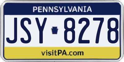 PA license plate JSY8278
