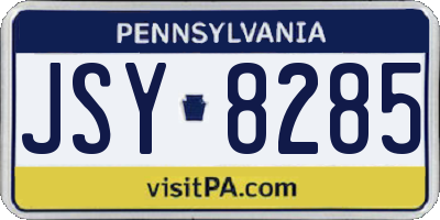 PA license plate JSY8285
