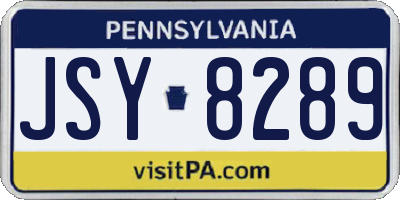 PA license plate JSY8289