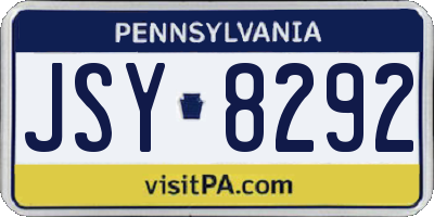 PA license plate JSY8292
