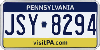 PA license plate JSY8294
