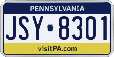 PA license plate JSY8301
