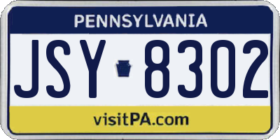 PA license plate JSY8302