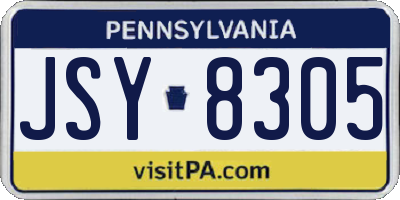 PA license plate JSY8305