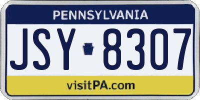 PA license plate JSY8307
