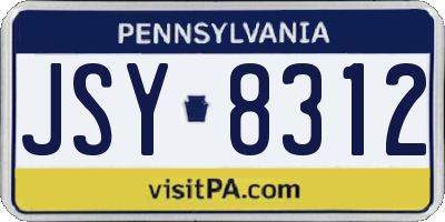 PA license plate JSY8312
