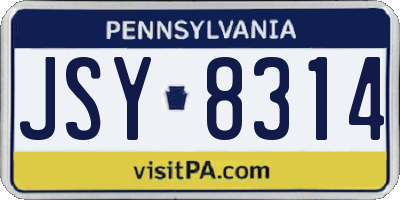 PA license plate JSY8314