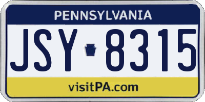 PA license plate JSY8315
