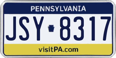 PA license plate JSY8317